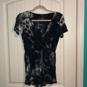 Tie dye navy blue and white romper never worn!
